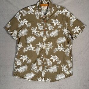 Scotch Soda Button Up Shirt XXL Amsterdam Mens Tropical Leaf Print‎ Short Sleeve